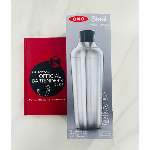 OXO Steel Cocktail Shaker and MR. BOSTON OFFICIAL BARTENDER’s GUIDE Book - Picture 6 of 6